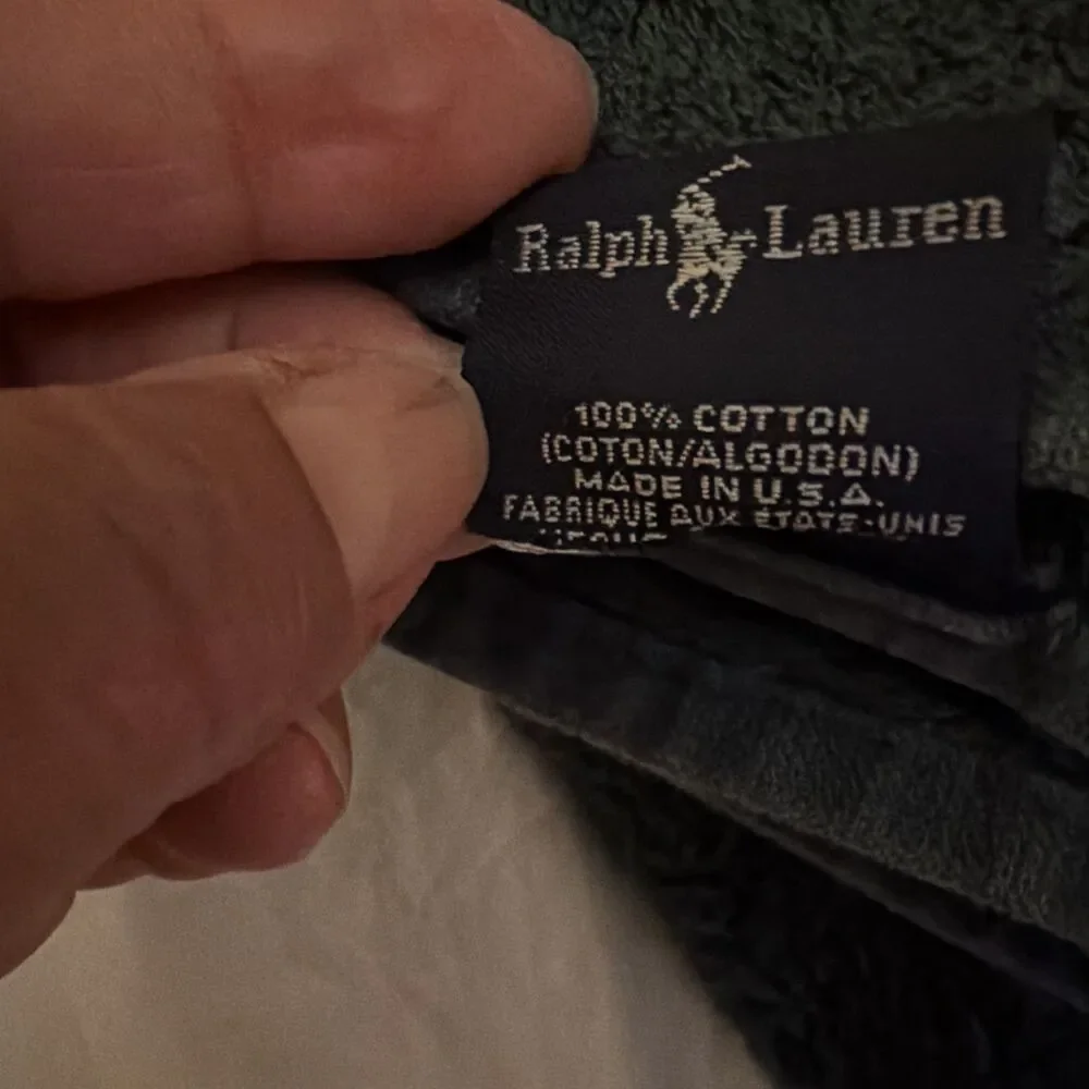 Ralph Lauren Home Large Green Cotton Bath Towel Red Pony Logo Made in USA 29x54”